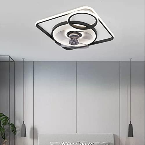 מאוורר Wylolik מאוורר תקרת LED LED תקרה אור ריבוע מודרני יצירתי עם שלט רחוק אורות מאוורר שקט נפתחים