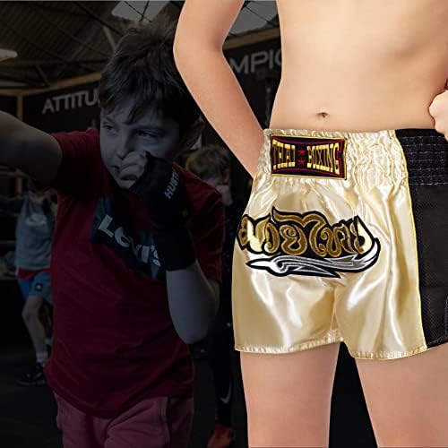 Siamkick הנוער Muay Thai מכנסיים קצרים לילדים אגרוף קיקבוקסינג MMA אימונים תא מטען לבנים ולבנות