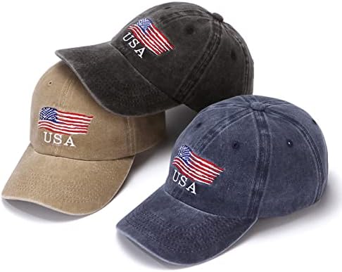 אמריקאי דגל בייסבול כובע בציר שטף במצוקה כותנה לגברים ונשים מתכוונן קלאסי אבא כובע