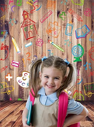 5 על 7 רגל ויניל צילום תפאורות יד צבוע עפרונות בית ספרים על בציר רטרו פסים עץ רצפת רקע תינוק ילדים