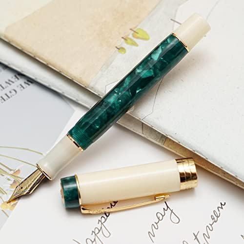 עט מזרקת שרף ירוק-לבן חדש עם חץ עם קליפ חץ תוספת ציפורן 0.38 ממ עט כתיבה אקריליק עט
