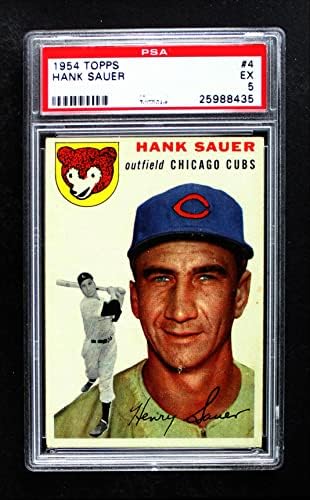 1954 Topps 4 WHT Hank Sauer Chicago Cubs PSA PSA 5.00 Cubs