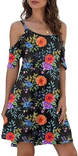 שמלת קיץ של Wenchyei לנשים 2023 קלע אופנה מיני שמלה בוהמית הדפס זורם מזדמן חלול שמלות חוף רופפות