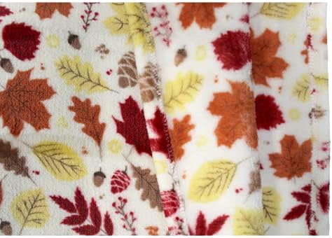 שמיכת זריקת תפאורה של סתיו: עלי סתיו חמים רכים ופירות יער בצבעי בז 'חומים צהובים אדומים לסלון ספה מיטה מעונות