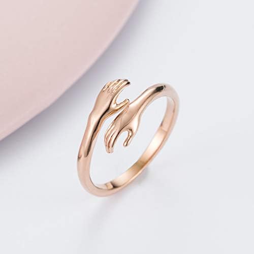 יוניסקס נירוסטה ידיים חיבוק פתוח זוגות חתונה טבעת רומנטי אהבת חיבוק תכשיטים