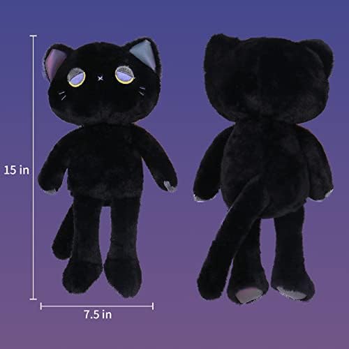 Wepop Black Cat Plush קשת ענן רפלקטיבית, Kawaii חיות ממולאות