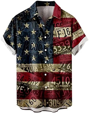 BMISEGM חולצות גברים לקיץ דגל יום עצמאות דגל תלת מימד הדפסה דיגיטלית כפתור דש אופנה מותאם אישית