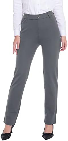 מכנסי שמלה נמתחים של נשים ZTN עם 4 כיסים נוקטים מכנסי רגל ישרים בתוספת גודל לעבודה מזדמנים