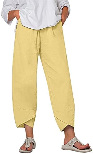 מכנסי טרנינג של NBSLA Harem לנשים מכנסי פשתן כותנה y2k מכנסיים מזדמנים קפרי קפואים מכנסי רגל רחבים