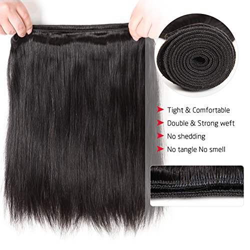 10 ישר שיער טבעי 3 חבילות 18 20 22 סנטימטרים ברזילאי לא מעובד ישר שיער לארוג חבילות טבעי צבע