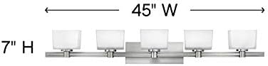 אוסף הינקלי טיילור עכשווי מודרני חמש אור 300 וולט גרם 9 מתקן יהירות אמבטיה, ניקל מוברש