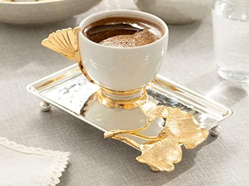 Lamodahome אספרסו כוסות קפה גינגקו כוס מכסף מכסף מגש קפה כוס קפה 90 מל כוס קפה יוונית ערבית