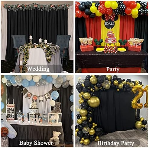8 פנלים וילון רקע שחור למסיבות ללא קמטים וילונות תמונה שחורים וילונות רקע קישוט בד למסיבת יום הולדת