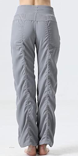 מכנסי יוגה של Chartou נשים עם כיסים אימון מותניים גבוהים מכנסי טרנינג רגל רחבה טרקלין טרקלין מכנסיים מכנסיים