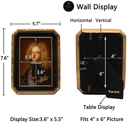 Yulink 4x6 מסגרת תמונה זהב עתיקה ומסגרת תמונה שחורה וזהב 4x6, צרור