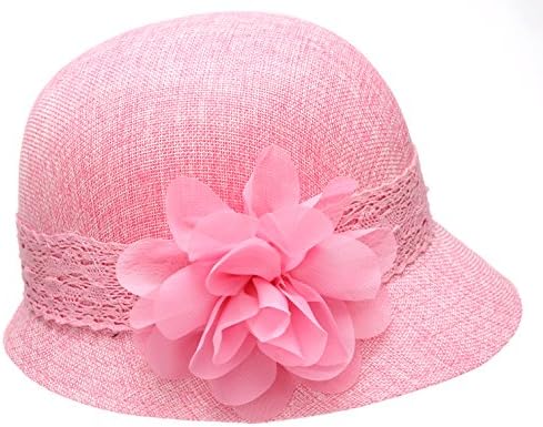 נשים של גטסבי פשתן קלוש כובע עם תחרה להקת פרח