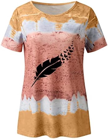 חולצות מצחיקות לנשים נשים מזדמנים אופנה עגולה צוואר הדפסת נוצה של שרוול קצר חולצה חולצה חולצה