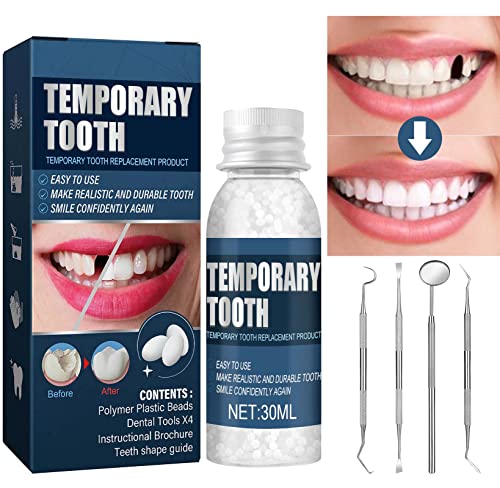 שן-תיקון-ערכת תיקון-את-חסר-ו-שבור-שן-תחליפים זמני-שיניים-מילוי-תיקון-ערכת-עם-פה - מראה אבנית-מגרד