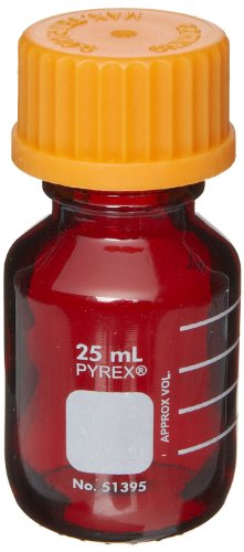 Corning Pyrex 51395-2 L אקטין נמוך 2 ליטר בקבוק אחסון מדיה עגול עם כובע בורג g L45