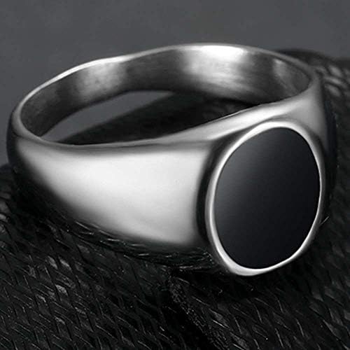 נירוסטה שחור אמייל מלא סגלגל צורת חותם סגנון הצהרת חתונה מבטיחים זרת טבעת
