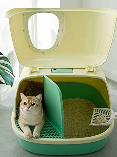 חלל גדול סגור לחלוטין חתולי ארגז חול עם כרית חתולי אסלה להתיז הוכחת אסלת אימון לחיות מחמד בסיר