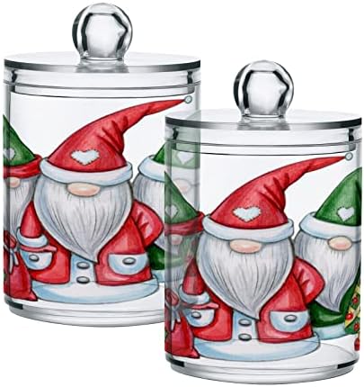 Alaza 2 Pack QTIP Holder Dispenser חג המולד גמדים חמודים קריקטורות אמבטיה CANISER