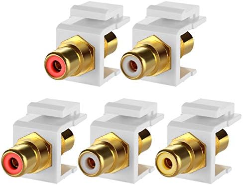 Teninyu 5-Pack RCA אבן מפתח שקע הכנסת מחבר שקע נקבה נקבה ביציאת מתאם מצמד מוטב מצופה זהב למתן פנל